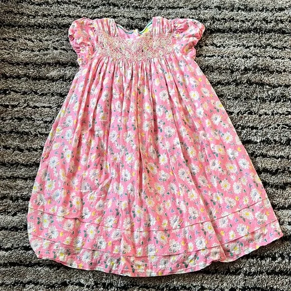 Mini Boden | Dresses | Mini Boden Floral Smocked Puff Sleeve Pink Lemonade  Vintage Daisy Dress | Poshmark